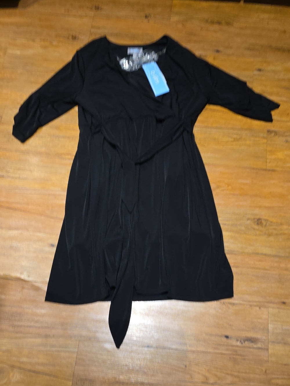 Black Tie-Front Knee-Length Dress